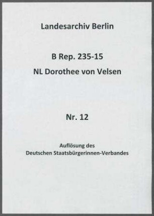Auflösung des Deutschen Staatsbürgerinnen-Verbandes