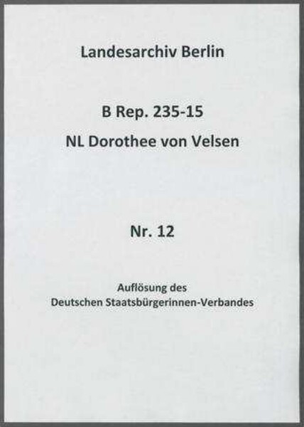 Auflösung des Deutschen Staatsbürgerinnen-Verbandes