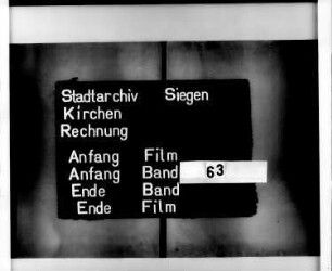 Kirchenrechnung der Stadt Siegen der Kirchmeister Johann Ihrle und Johan Solbach