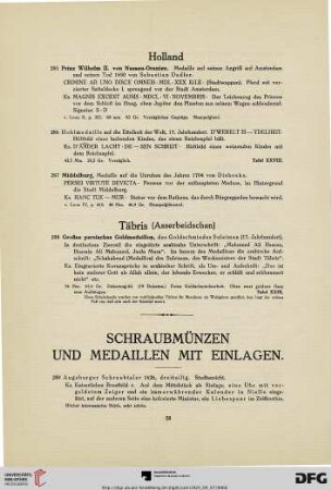 Schraubmünzen und Medaillen mit Einlagen (Nr. 289-305)