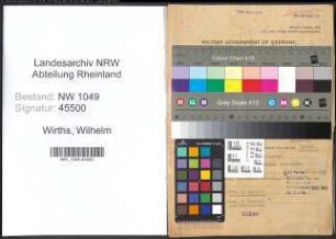 Entnazifizierung Wilhelm Wirths , geb. 03.01.1910 (Steuersekretaer)