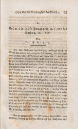 25-45 Ueber die Abfassungszeit der Orakel Zachar. IX-XIV
