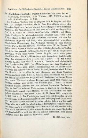 233 [Rezension] De middelnederlandsche Tauler-Handschriften