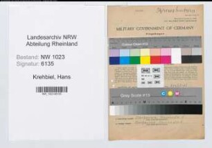 Entnazifizierung Hans Krehbiel , geb. 18.12.1901 (Kriminalsekretaer)