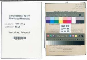 Entnazifizierung Friedrich Hendricks , geb. 07.03.1905 (Stadtsekretaer)