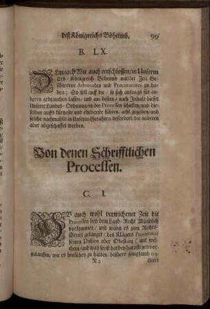 Von denen Schrifftlichen Processen. /C. I. - C. LXVI.