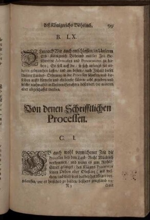 Von denen Schrifftlichen Processen. /C. I. - C. LXVI.