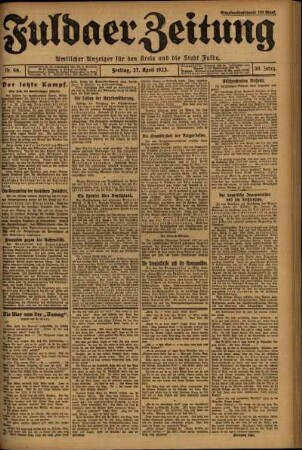 Ausgabe vom Freitag, den 27. April 1923.