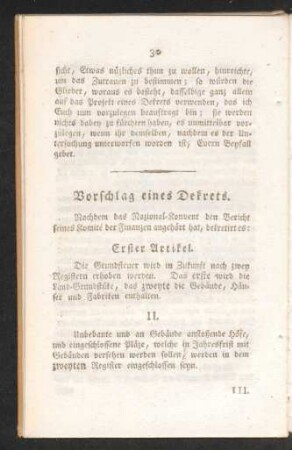 Vorschlag eines Dekrets.