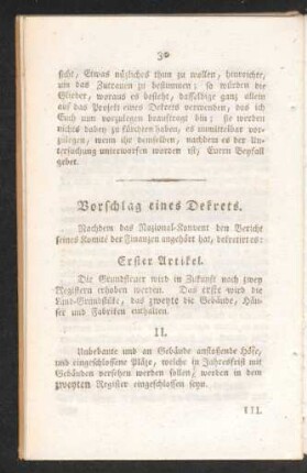 Vorschlag eines Dekrets.
