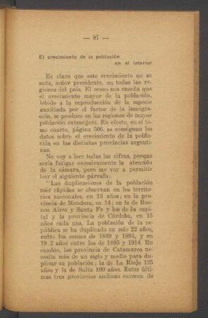 El crecimiento de la población en el interior