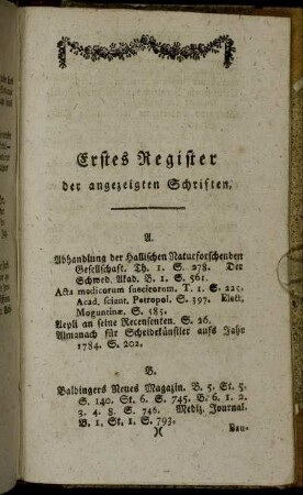 Erstes Register. der angezeigten Schriften.