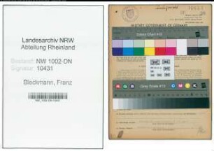 Entnazifizierung Franz Bleckmann, geb. 08.12.1881 (Justizamtmann)