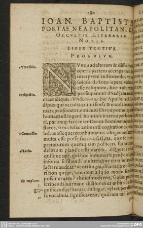 IOAN. BAPTISTAE PORTAE NEAPOLITANI DE Occvltis Literarvm notis. LIBER TERTIVS.