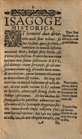 Matthaei Dresseri Isagoges historicae pars ..., 1. Pars prima, Complectens acta praecipua, maximeque memorabilia in ecclesia, & politiis, per millenarios mundi quatuor : addita sunt orationes duae, I. De monarchiis, II. De ordine, et veritate historiarum