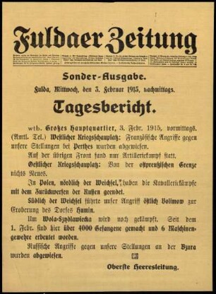 Ausgabe vom Mittwoch, den 03. Februar 1915.