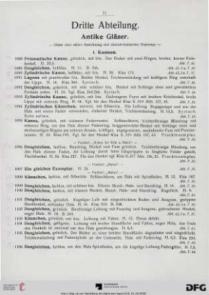 Antike Gläser (Nr. 1088-1342)