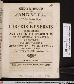 De Liberis Et Servis