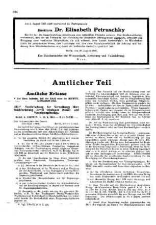[Todesanzeige Dr. Elisabeth Petruschky]