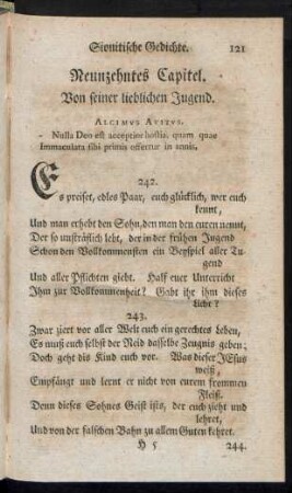 Neunzehntes Capitel. Von seiner lieblichen Jugend