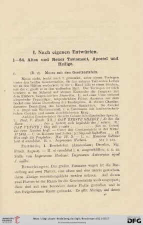 I. Nach eigenen Entwürfen (Nr. 1 - 291)