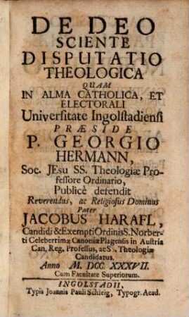De Deo Sciente : Disputatio Theologica