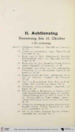 II. Auktionstag: Donnerstag den 10. Oktober (Nr. 6642/17-43)