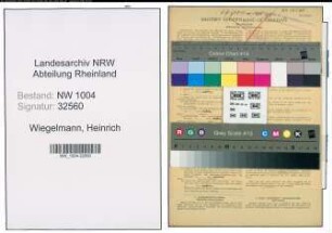 Entnazifizierung Heinrich Wiegelmann , geb. 14.11.1885 (Klempner)
