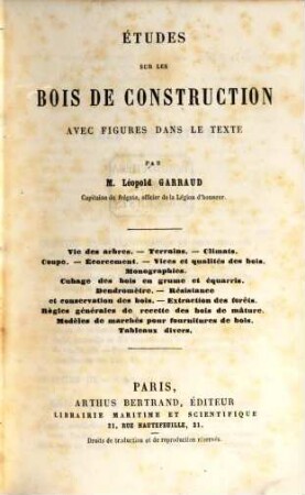 Études sur les bois de construction avec figures dans le texte
