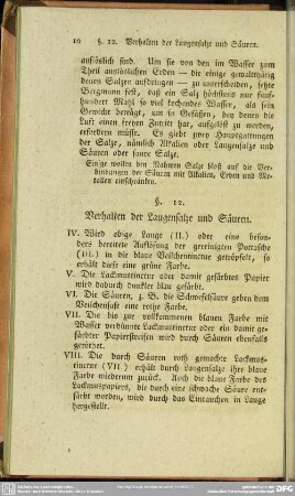 §. 12. Verhalten der Laugensalze und Säuren