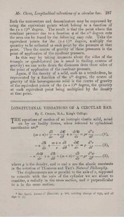 Longitudinal vibrations of a circular bar.