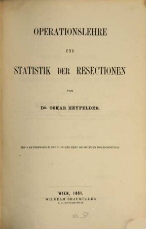 Operationslehre und Statistik der Resectionen