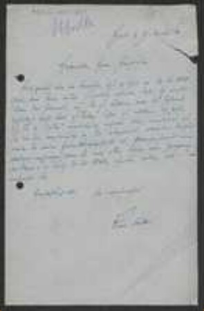 Brief von Karl Müller an Unbekannt