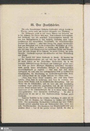 III. Der Freischärler