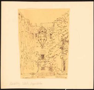 Heidelberger Schloss Ruprechtsbau: (Durchzeichnung?) Perspektivische Teilansicht, aus: Gartenlaube, 1875, S. 52