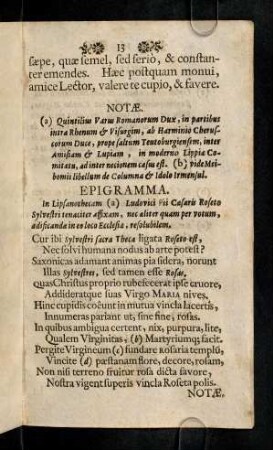 13-14, Notae; Epigramma; Notae