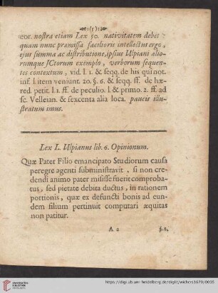 Lex L. Ulpianus lib. 6 Opinionum