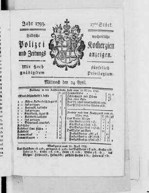 17tes Stück., Ausgabe vom 24. April 1793