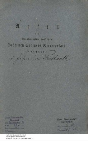 Pretlack, [Karl Friedrich Ludwig] Freiherr v., Oberforstmeister in Darmstadt