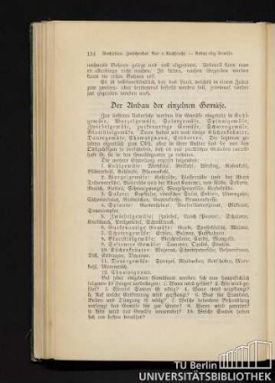 Der Anbau der einzelnen Gemüse.