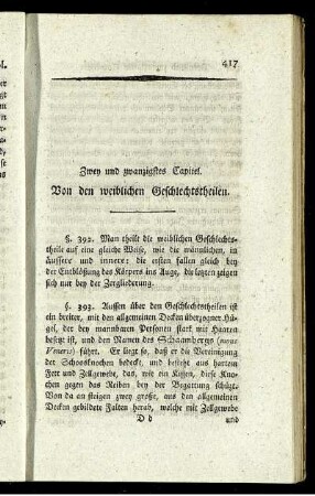 Zwey und zwanzigstes Capitel. Von den weiblichen Geschlechtstheilen.