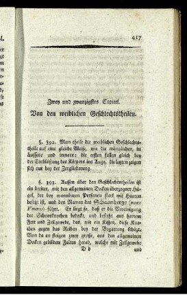 Zwey und zwanzigstes Capitel. Von den weiblichen Geschlechtstheilen.