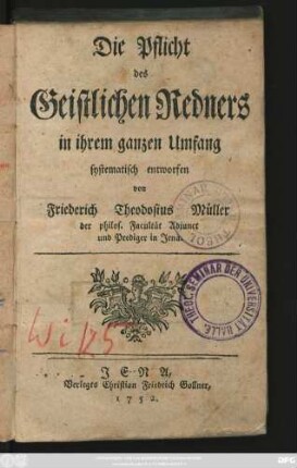 Die Pflicht des Geistlichen Redners in ihrem ganzen Umfang