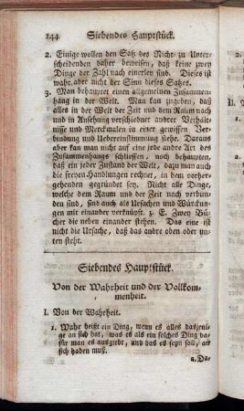 Siebendes Hauptstück. Von der Wahrheit und der Vollkommenheit.