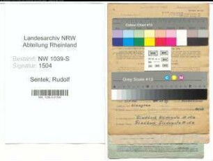 Entnazifizierung Rudolf Sentek , geb. 16.07.1898 (Kellner)