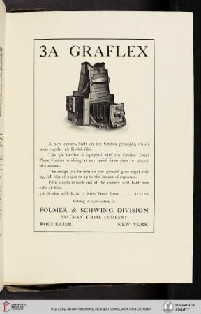 Folmer & Schwing Division, Eastman Kodak Company [3A Graflex Camera]