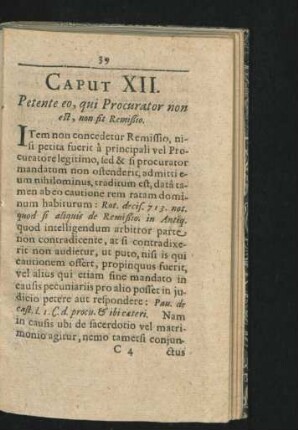 Caput XII. Petente eo, qui Procurator non est, non sit Remissio.