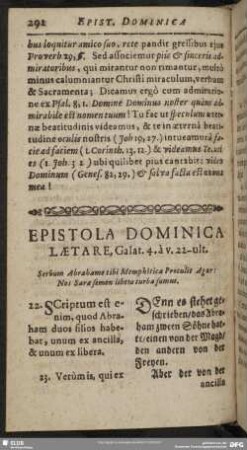 Epistola Dominica Laetare, Galat. 4. à v. 22-ult.