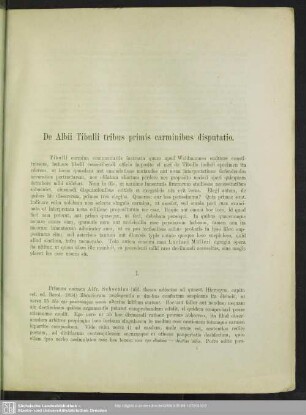 De Albii Tibulli tribus primis carminibus disputatio