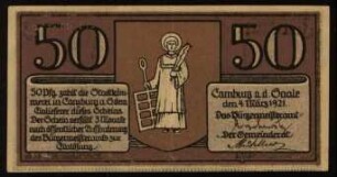 50 (Pfennig) der Stadt Camburg
